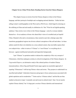 China Writes Back: Reading Stories from the Chinese Diaspora