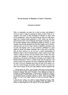 On the Sources of Matthew of Janov's Doctrine