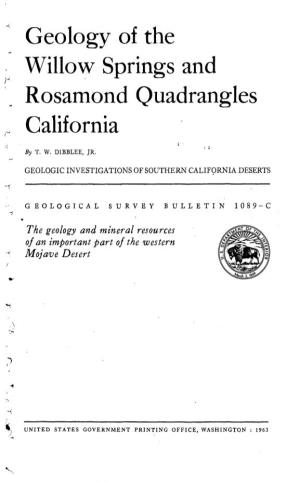 Geology of the Willow Springs and Rosamond Quadrangles California