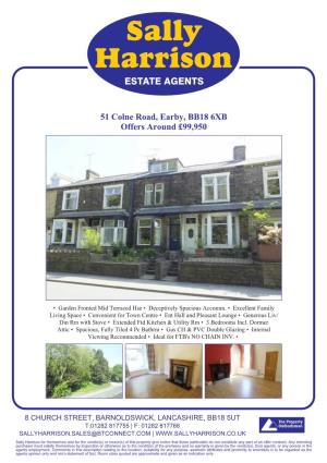 51 Colne Road, Earby, BB18 6XB Offers Around £99,950