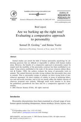 Are We Barking up the Right Tree? Evaluating a Comparative Approach to Personality