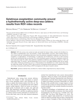 Gelatinous Zooplankton Community Around a Hydrothermally Active Deep-Sea Caldera: Results from ROV Video Records