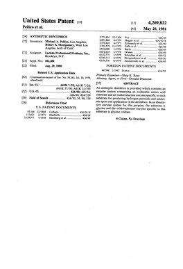United States Patent 19 11) 4,269,822 Pellico Et Al