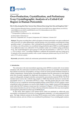 Over-Production, Crystallization, and Preliminary X-Ray Crystallographic Analysis of a Coiled-Coil Region in Human Pericentrin