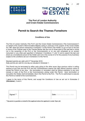 Permit to Search the Thames Foreshore