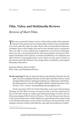 Film, Video, and Multimedia Reviews Reviews of Short Films