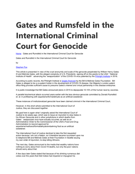 Gates and Rumsfeld in the International Criminal Court for Genocide
