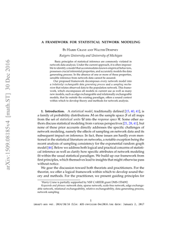 A Framework for Statistical Network Modeling