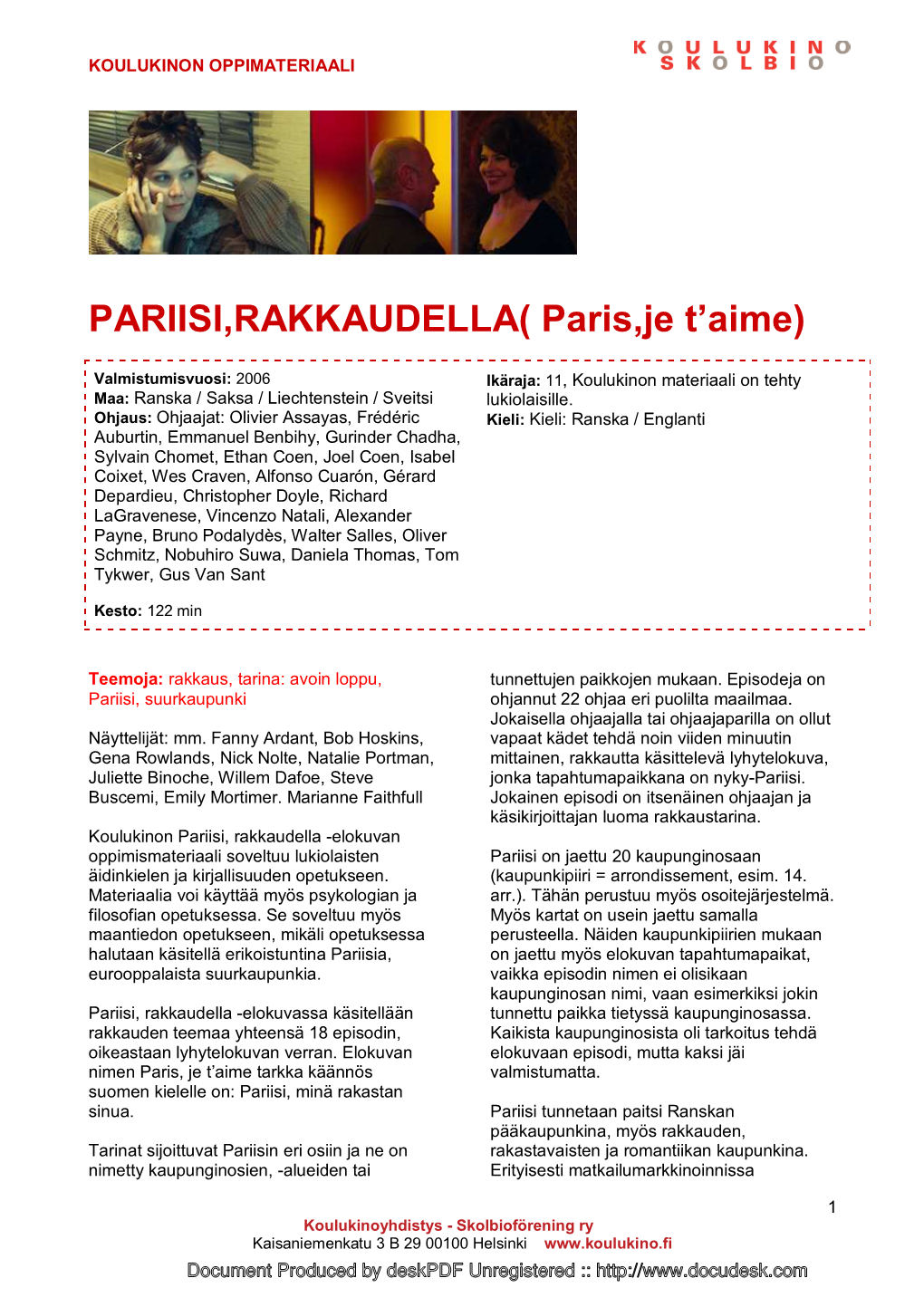 PARIISI,RAKKAUDELLA( Paris,Je T'aime)