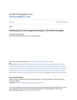 Politicizing the Crime Against Humanity: the French Example
