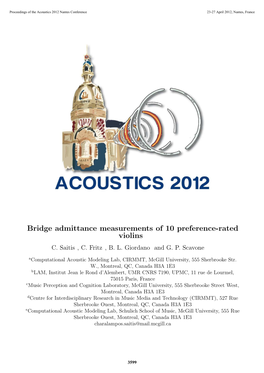 Bridge Admittance Measurements of 10 Preference-Rated Violins C
