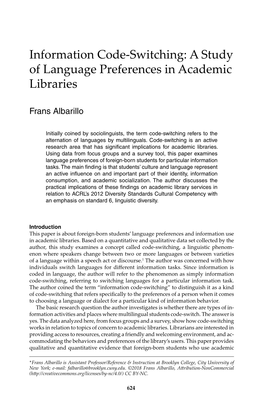 Information Code-Switching: a Study of Language Preferences in Academic Libraries