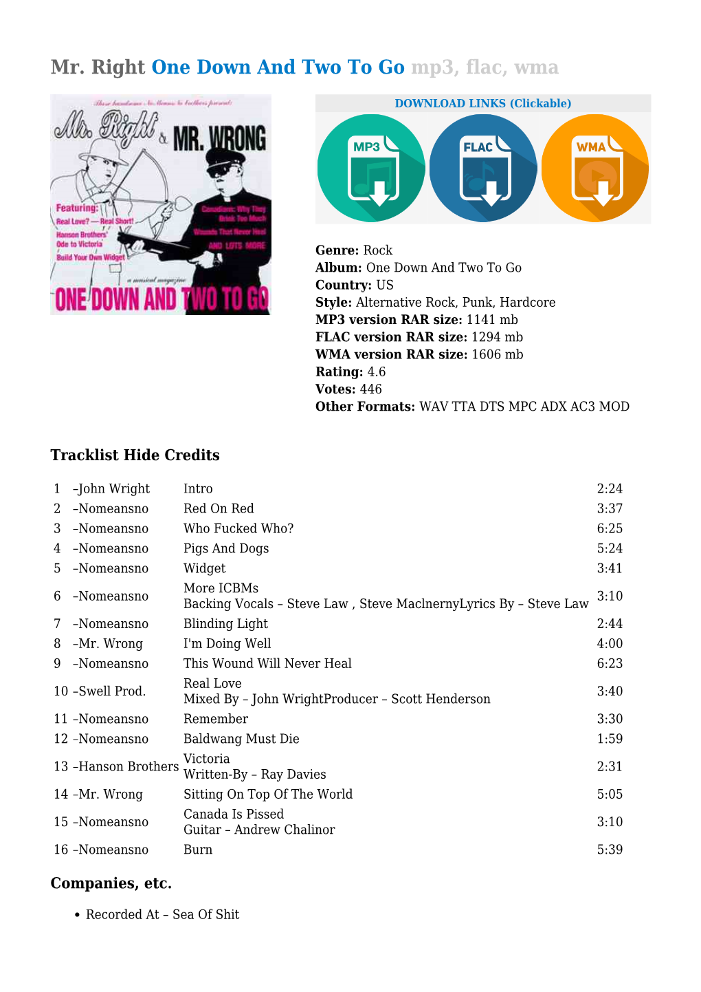 Mr. Right One Down and Two to Go Mp3, Flac, Wma