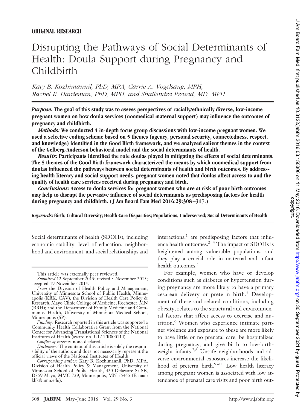 Doula Support During Pregnancy and Childbirth