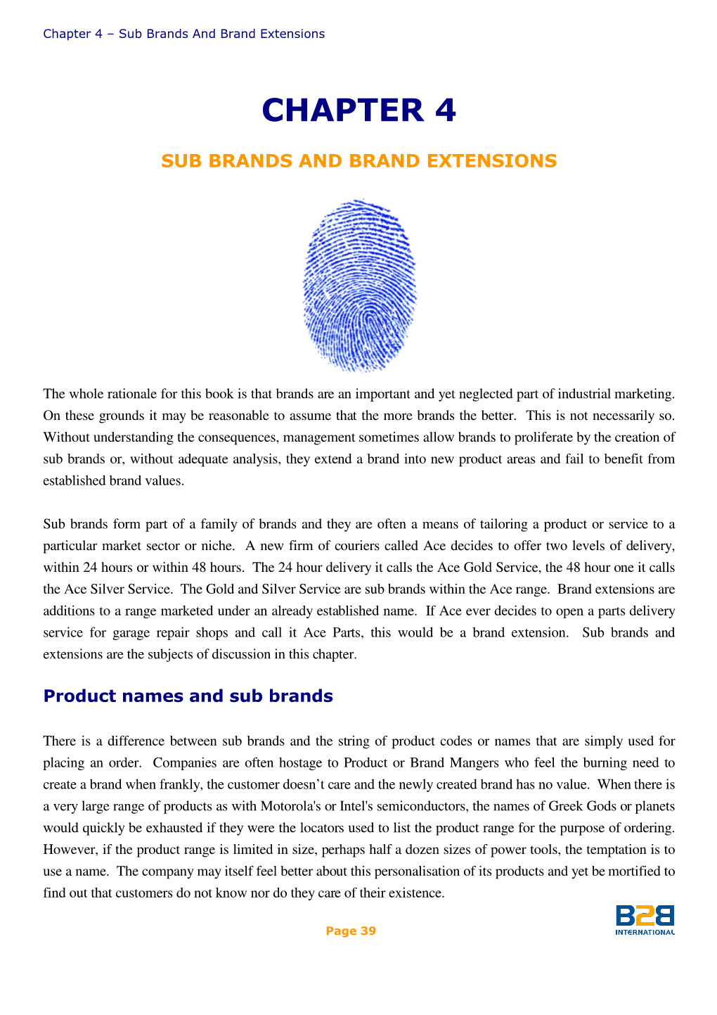 Chapter 4 – Sub Brands and Brand Extensions