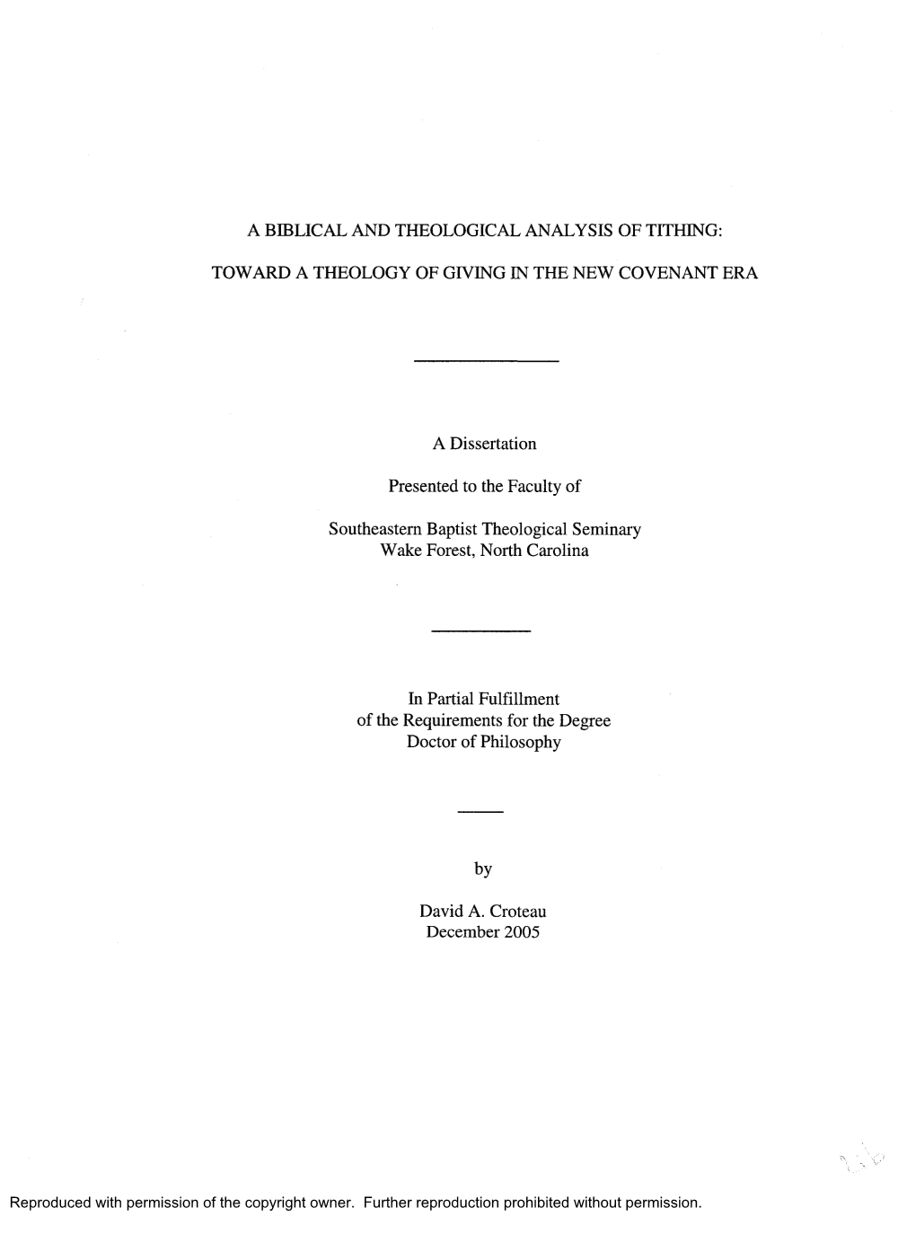 A Biblical and Theological Analysis of Tithing