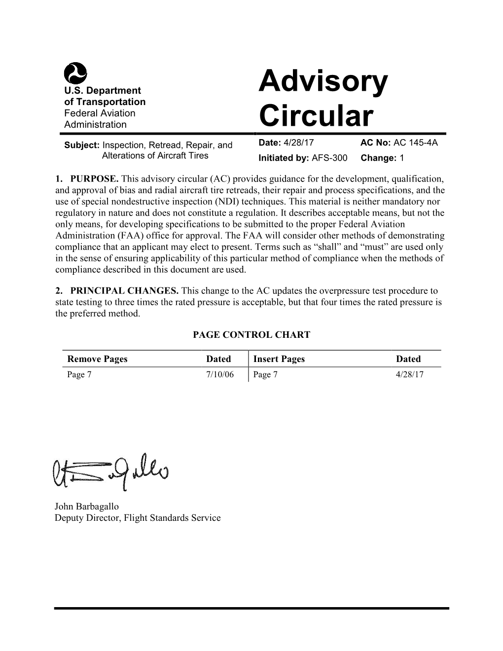 Inspection, Retread, Repair, and Alterations of Aircraft Tires, Dated September 27, 1982, Is Canceled