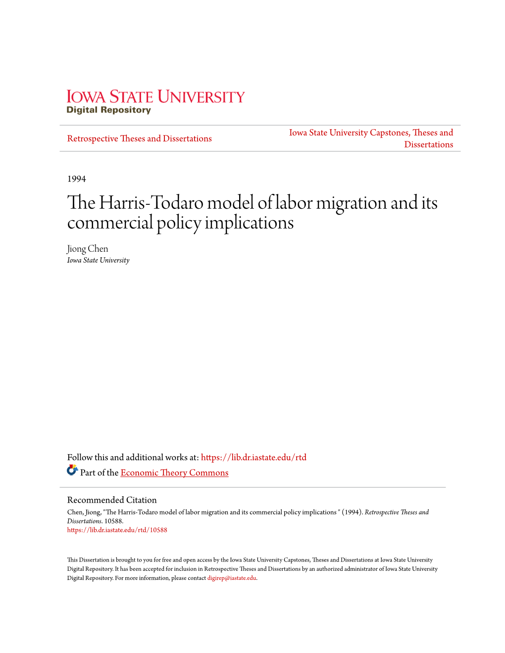 The Harris-Todaro Model of Labor Migration and Its Commercial Policy Implications