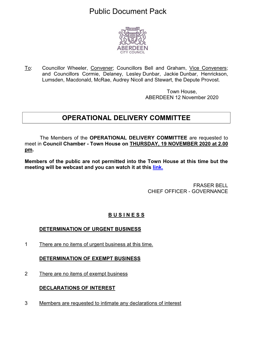 (Public Pack)Agenda Document for Operational Delivery Committee, 19