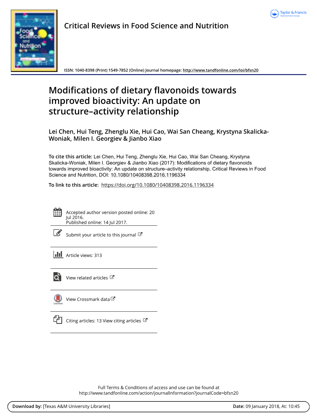 Modifications of Dietary Flavonoids Towards Improved Bioactivity: an Update on Structure–Activity Relationship