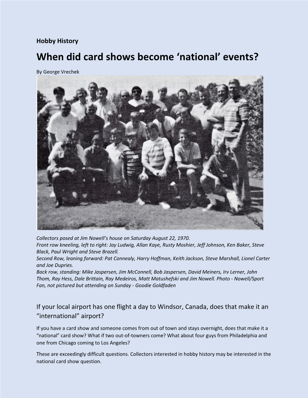 When Did Card Shows Become National Events? (The First Jim Nowell Shows)