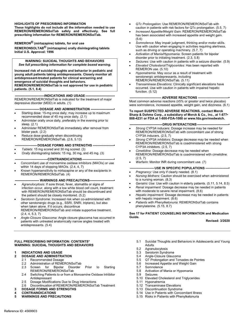 Remeronsoltab (Mirtazapine)