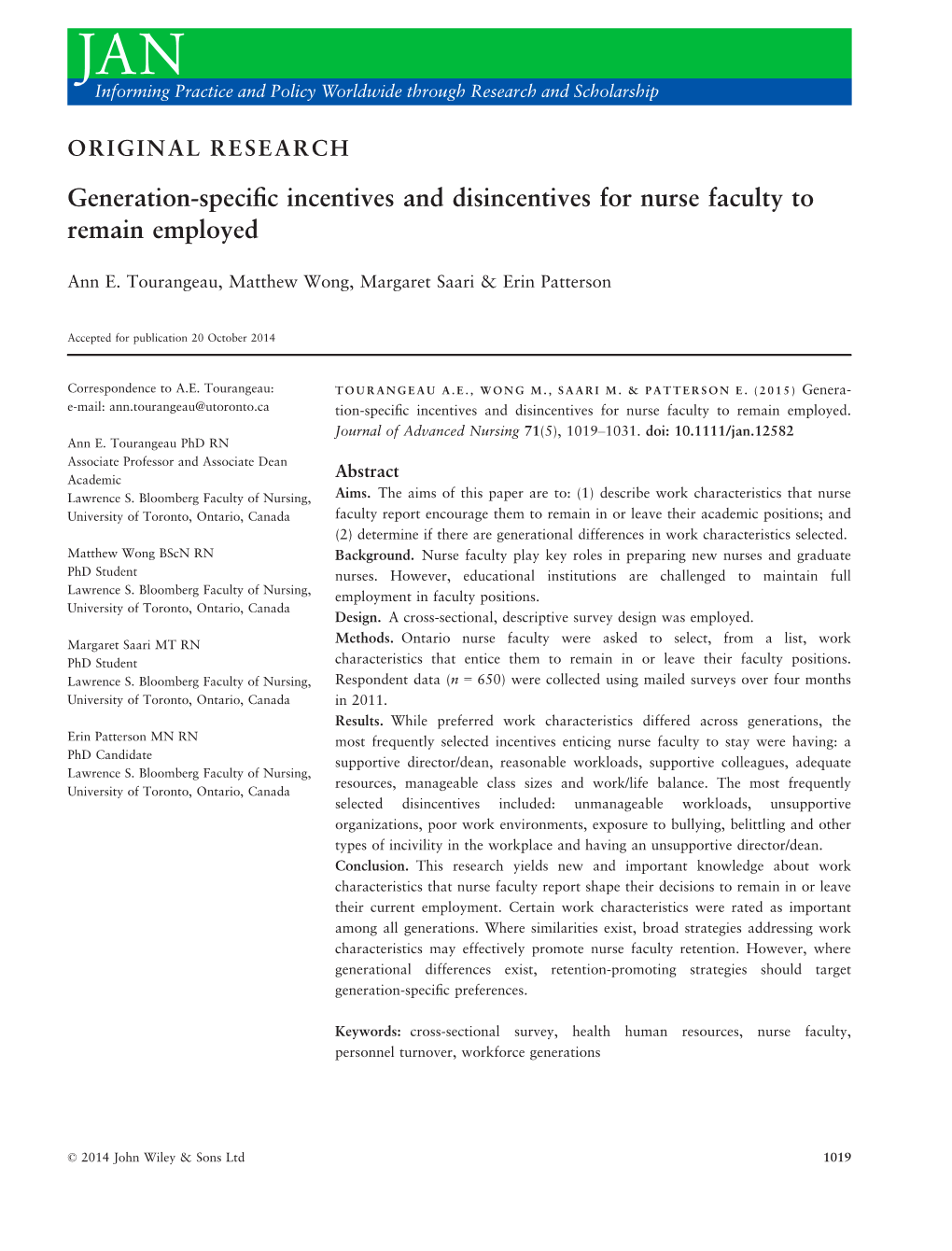 Specific Incentives and Disincentives for Nurse Faculty to Remain