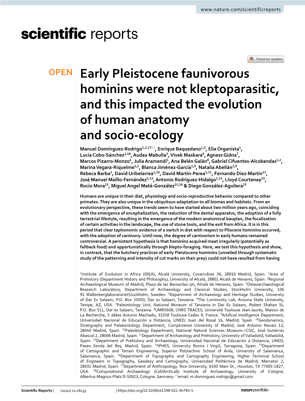 Early Pleistocene Faunivorous Hominins Were Not Kleptoparasitic