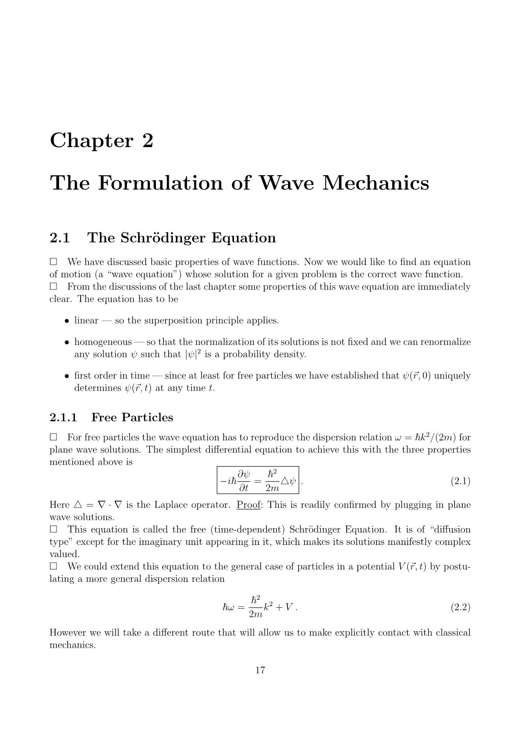 Chapter 2 the Formulation of Wave Mechanics