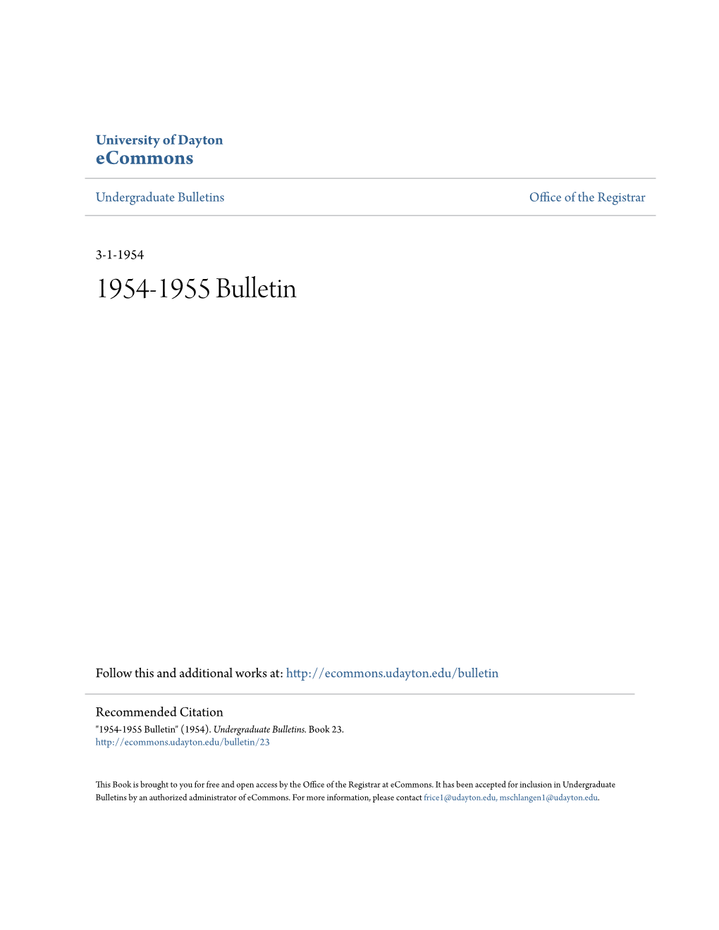 1954-1955 Bulletin