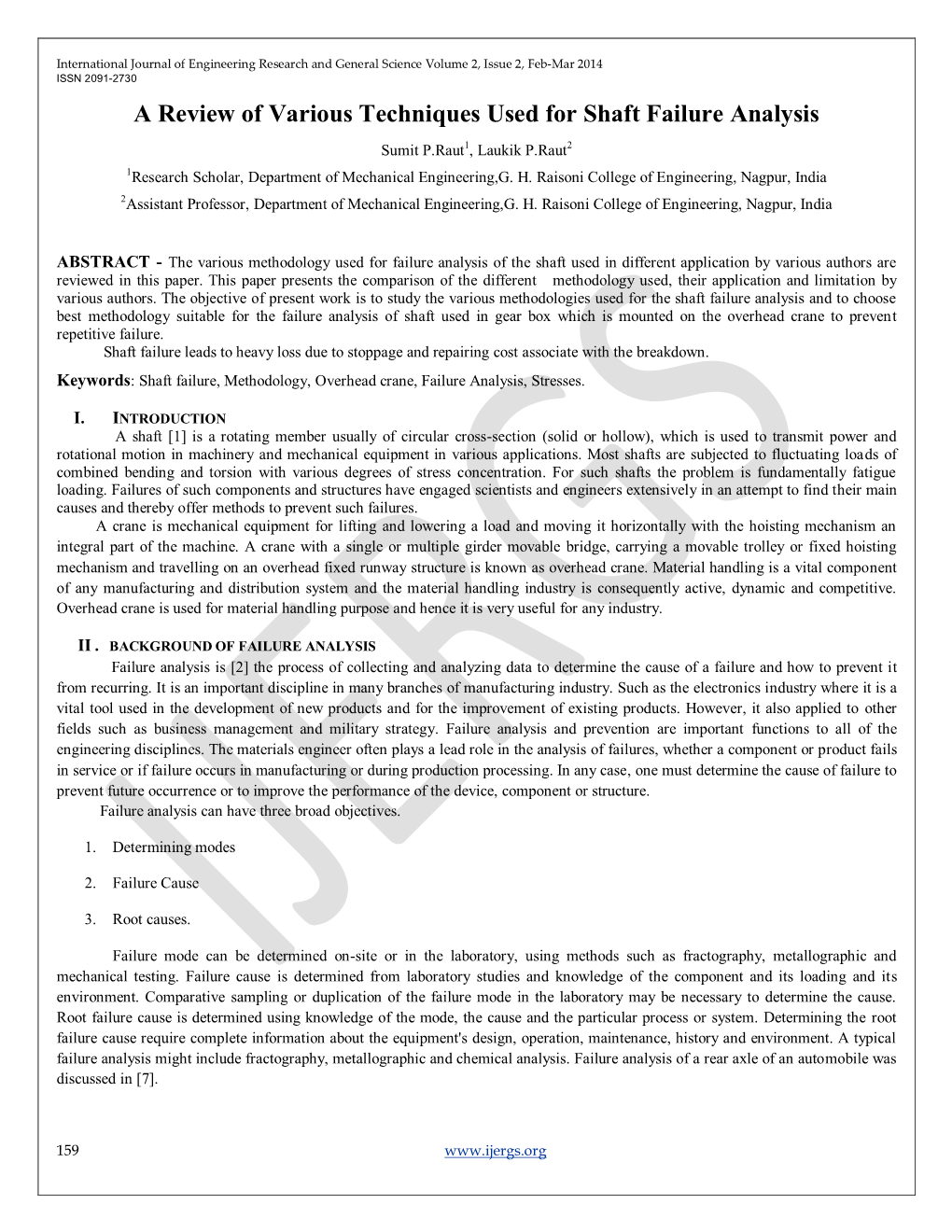 A Review of Various Techniques Used for Shaft Failure Analysis