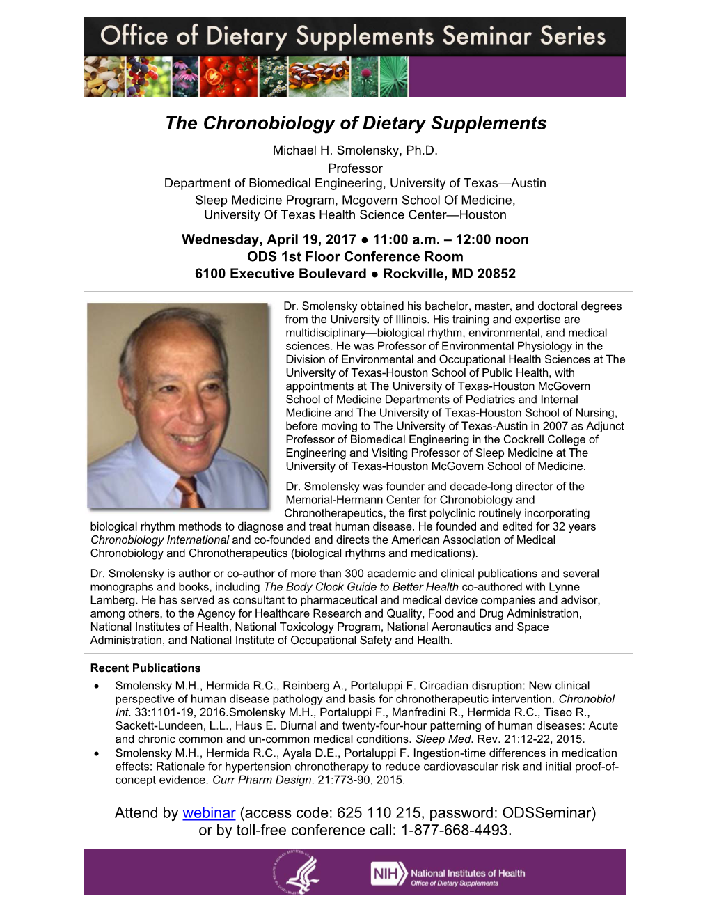 The Chronobiology of Dietary Supplements Michael H