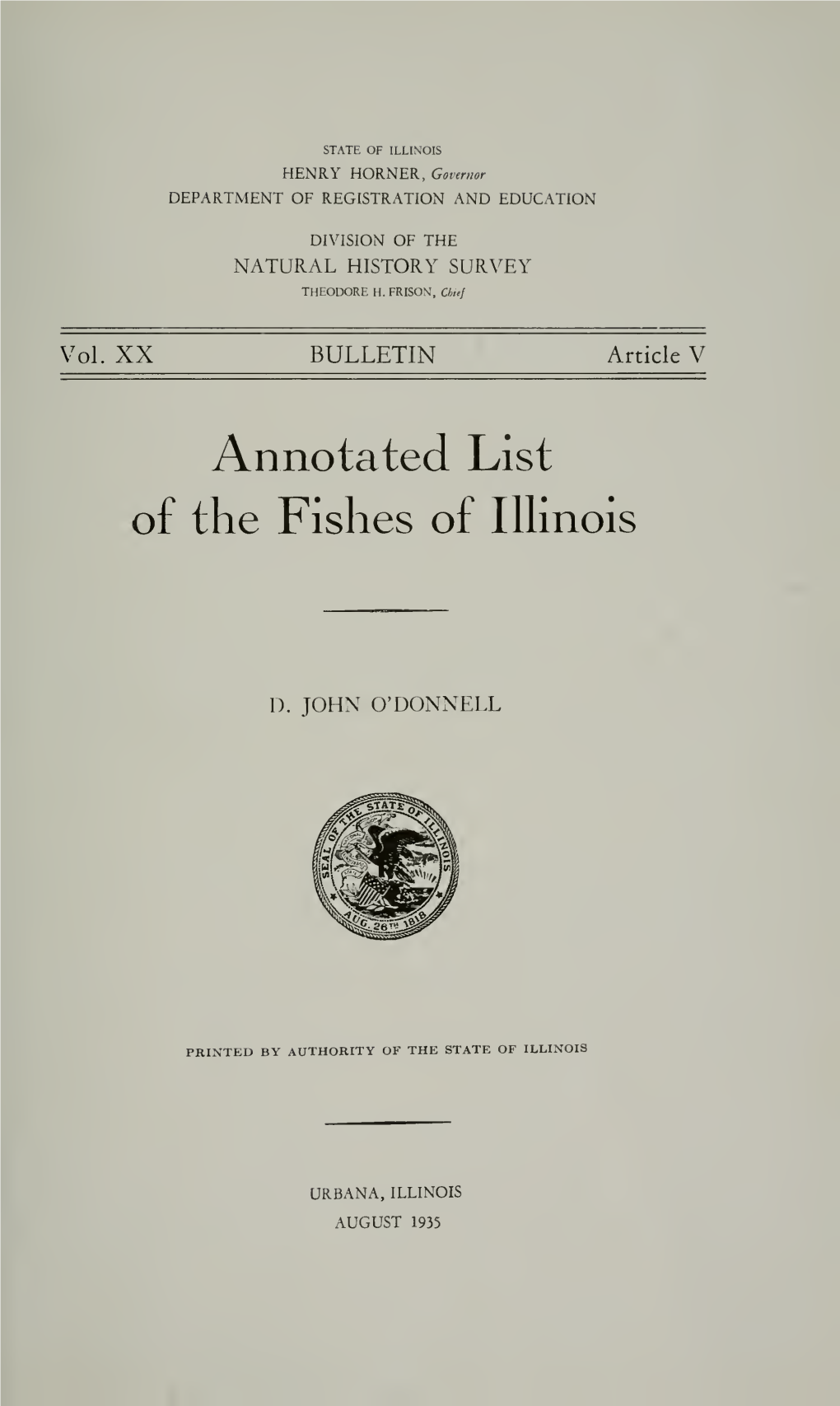 Annotated List of the Fishes of Illinois