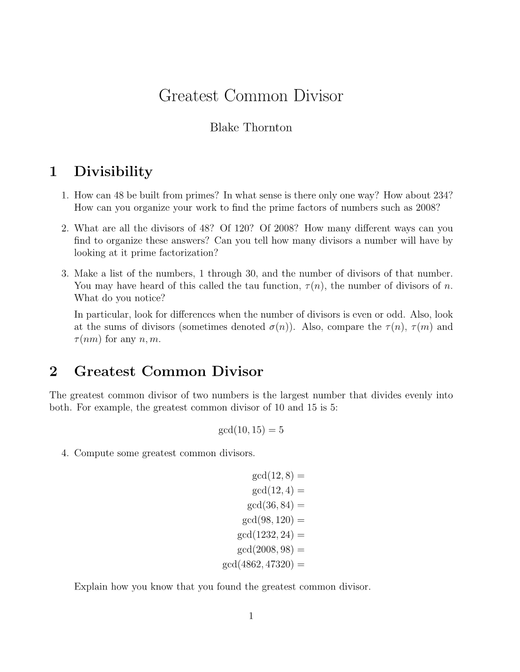 Greatest Common Divisor