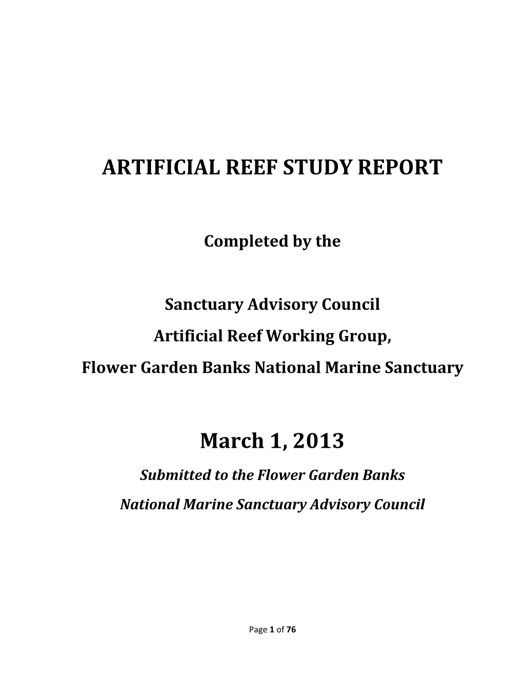 Artificial Reef Study Report