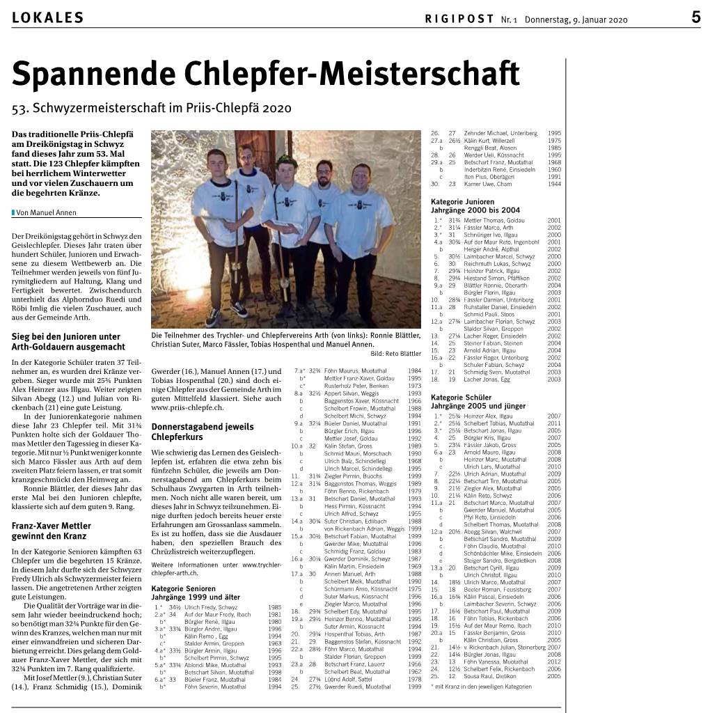 Spannende Chlepfer-Meisterschaft 53