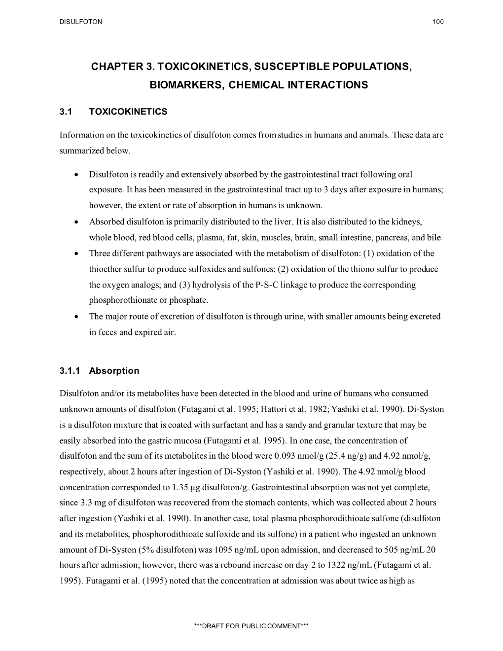 Toxicological Profile for Disulfoton