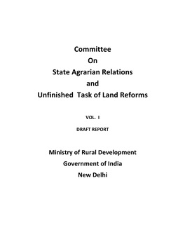 Committee on State Agrarian Relations and Unfinished Task of Land Reforms