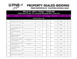 Sealed Bidding - MARCH 31, 2017, FRIDAY