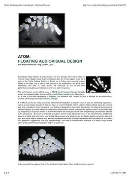 ATOM: FLOATING AUDIOVISUAL DESIGN Txt: Bertram Niessen / Img: Justine Lera