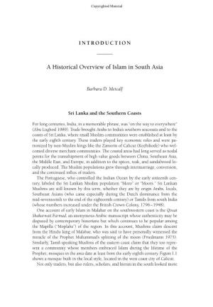 A Historical Overview of Islam in South Asia
