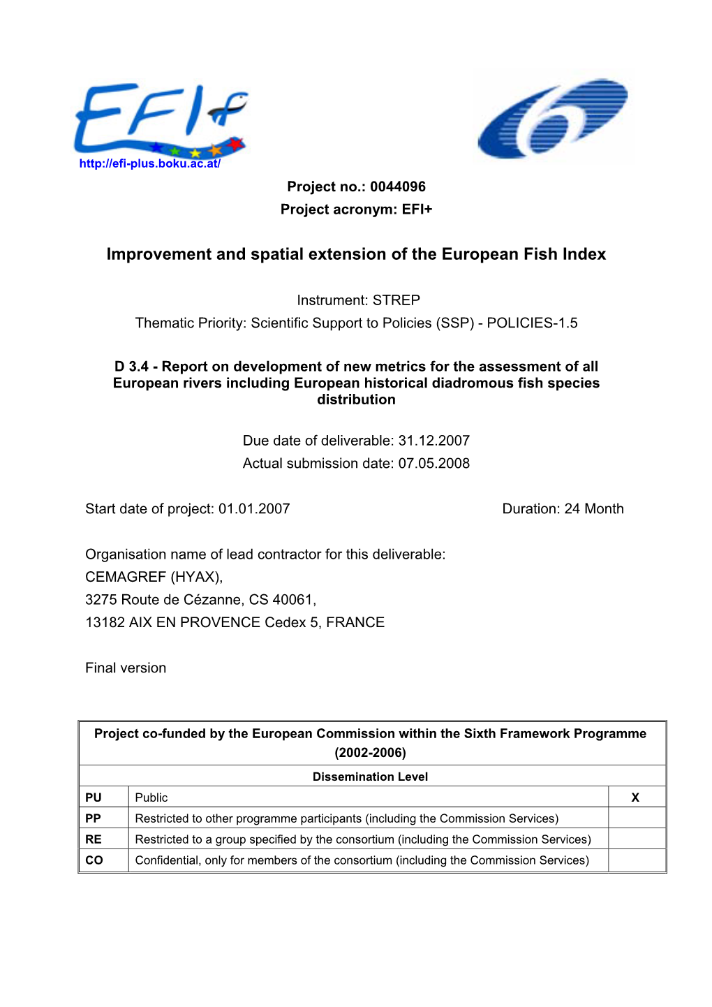 EFI+ 0044096 Deliverable 3 4 New Metrics Development