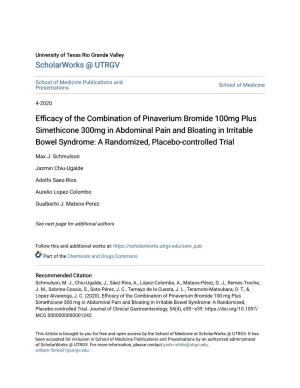 Efficacy of the Combination of Pinaverium Bromide 100Mg Plus Simethicone 300Mg in Abdominal Pain and Bloating in Irritable Bowel