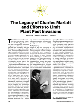 The Legacy of Charles Marlatt and Efforts to Limit Plant Pest Invasions
