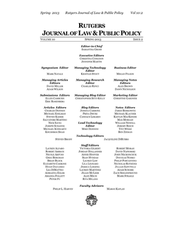 Rutgers Journal of Law &Public Policy