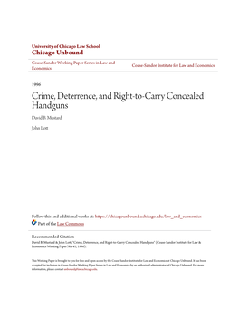 Crime, Deterrence, and Right-To-Carry Concealed Handguns David B