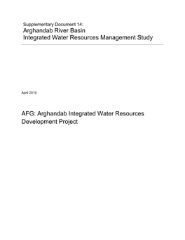 Arghandab River Basin Integrated Water Resources Management Study