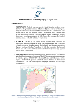 WEEKLY CONFLICT SUMMARY | 27 July - 2 August 2020