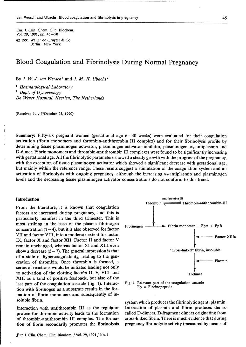 Blood Coagulation and Fibrinolysis During Normal Pregnancy