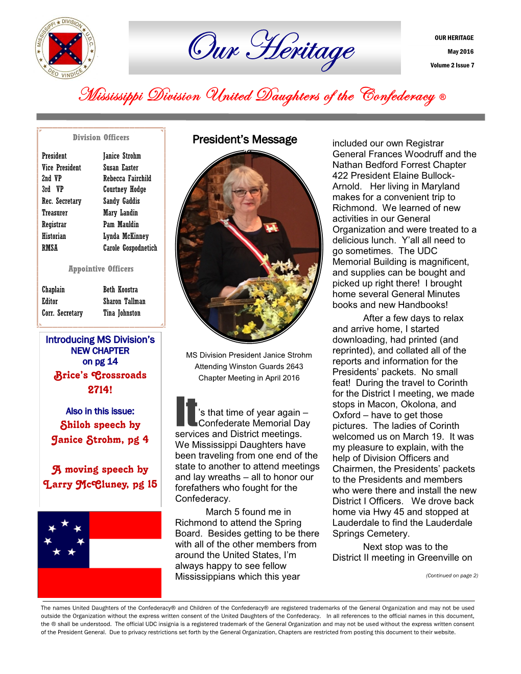 OUR HERITAGE May 2016 Our Heritage Volume 2 Issue 7